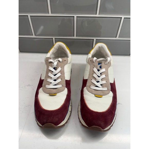 Madewell Women Running Sneakers Shoes Burgundy Cream Yellow Blue Size 8.5‎ - Picture 2 of 8